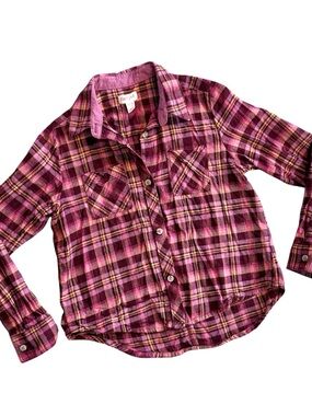 Cat & Jack Pink Plaid Button-Down Shirt Size M 7/8